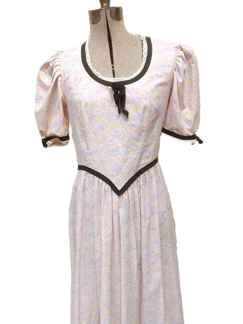 Vintage 70s Prairie Dress Pioneer Halloween Costume Pink Handmade Cotton
